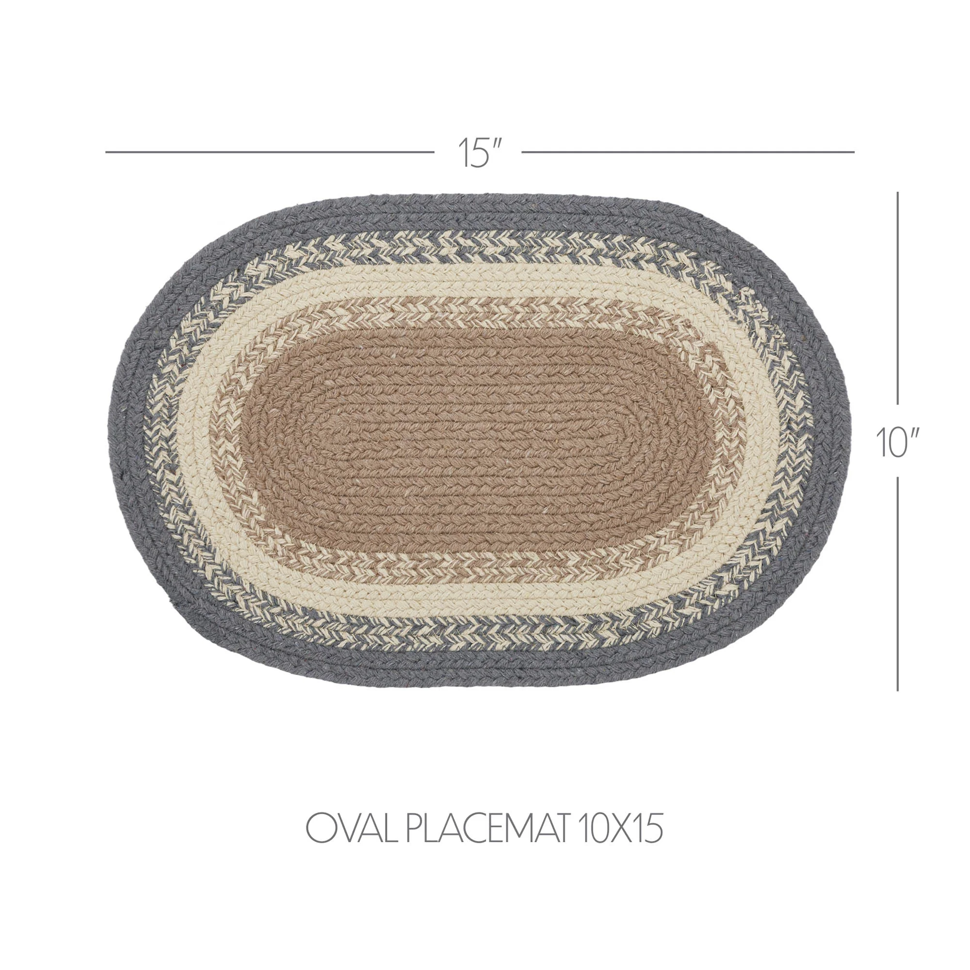 Farmhouse Grey and Tan Oval Placemat - Image 2