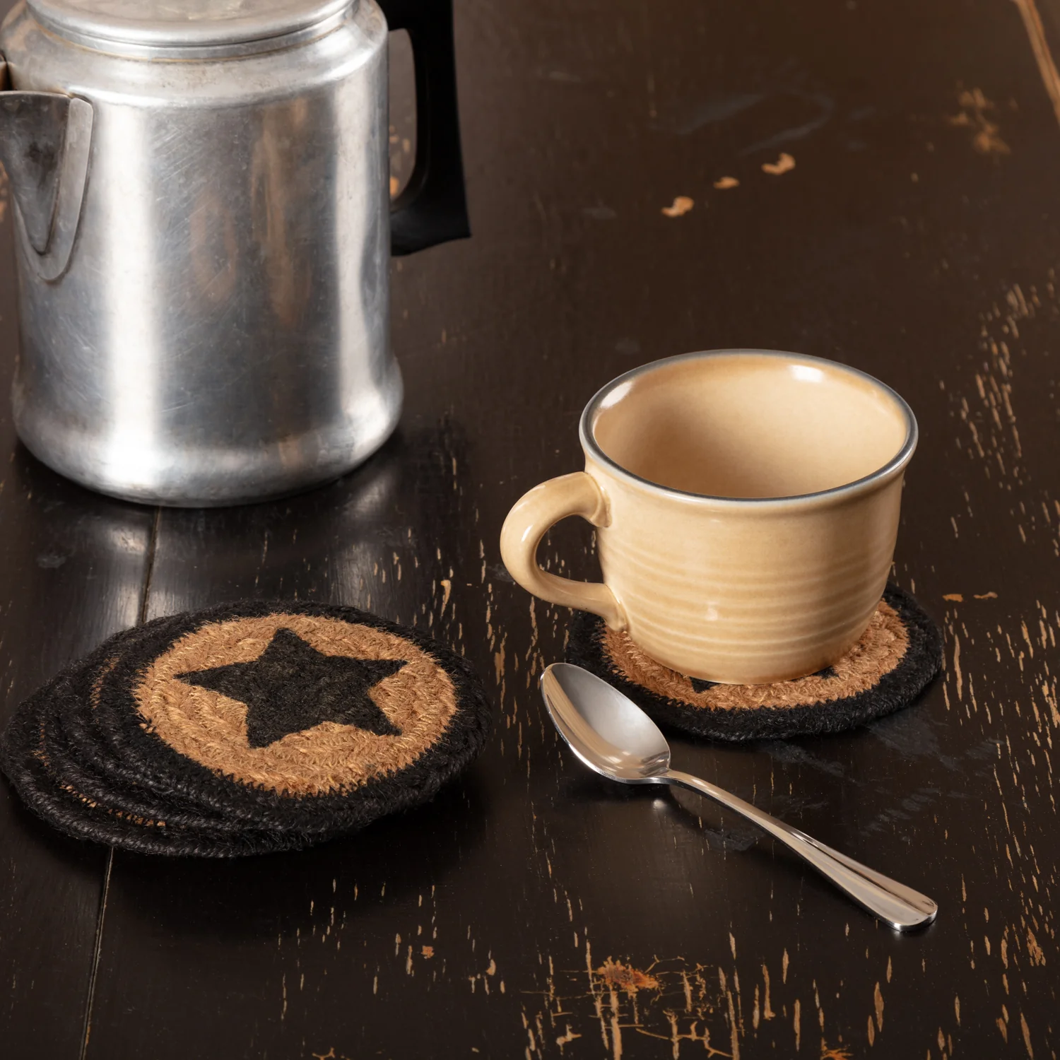 Farmhouse Jute Coaster Stencil Star Set of 6 - Image 2