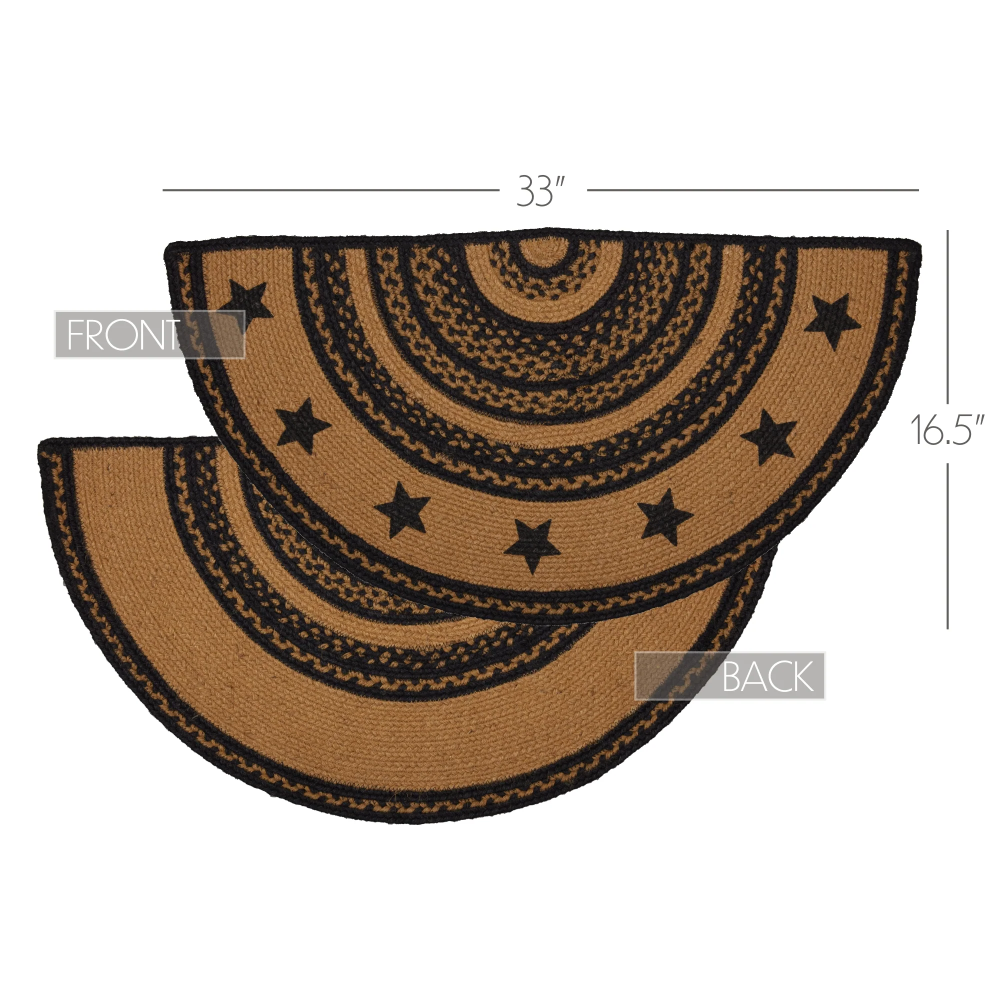 Farmhouse Jute Rug Half Circle Stencil Stars Border With Pad - Image 5