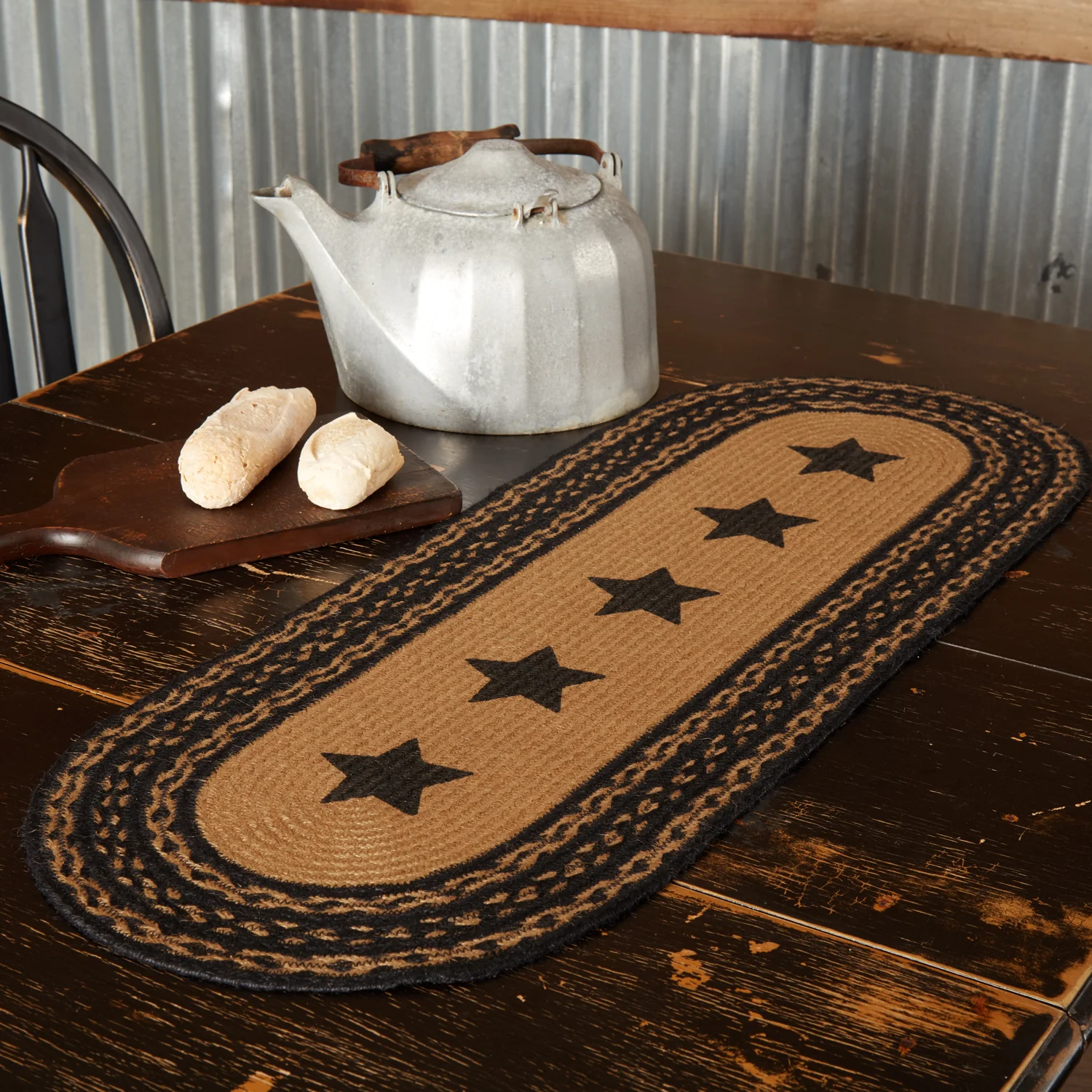 Farmhouse Jute Runner Stencil Stars 36" Long - Image 4