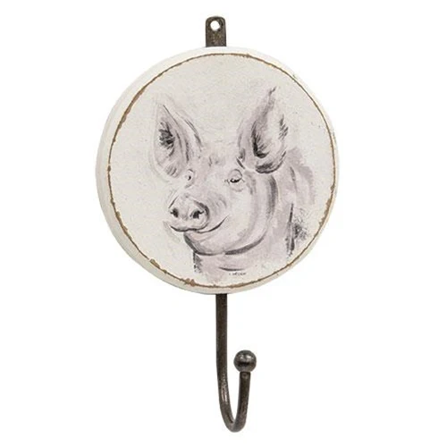 ๐ Farmhouse Pig Wooden Round Wall Hook - Image 2