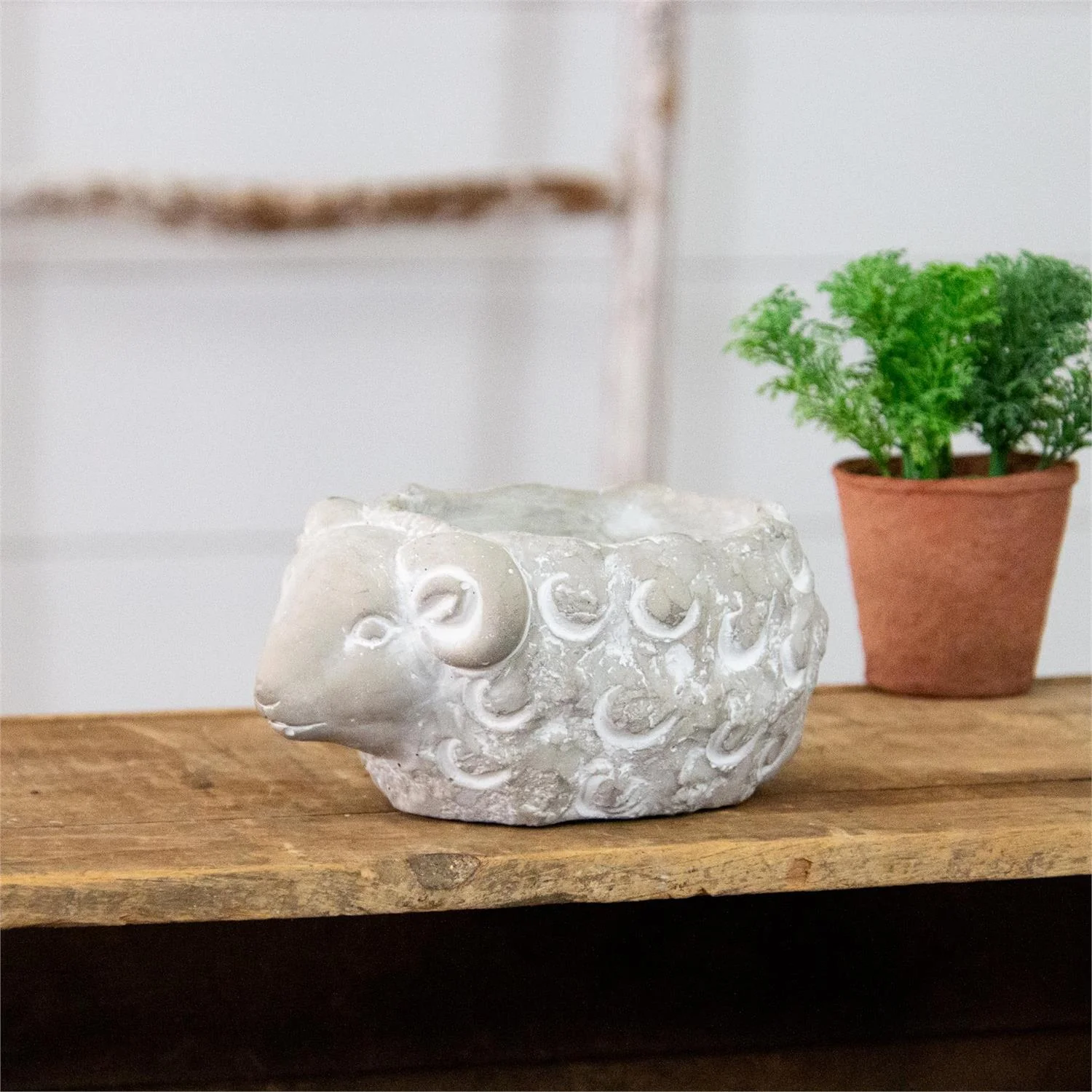 Farmhouse Ram Small Cement Planter
