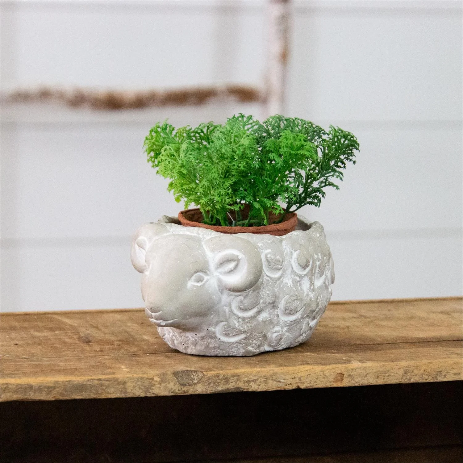 Farmhouse Ram Small Cement Planter - Image 2