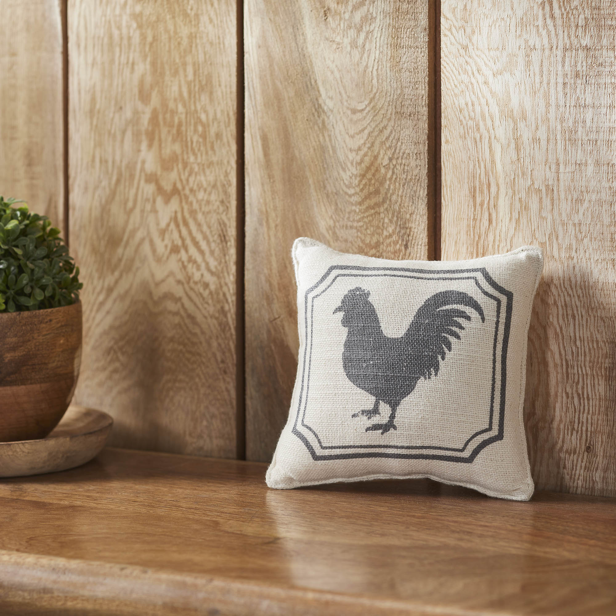 Farmhouse Rooster Silhouette 6" Mini Accent Pillow