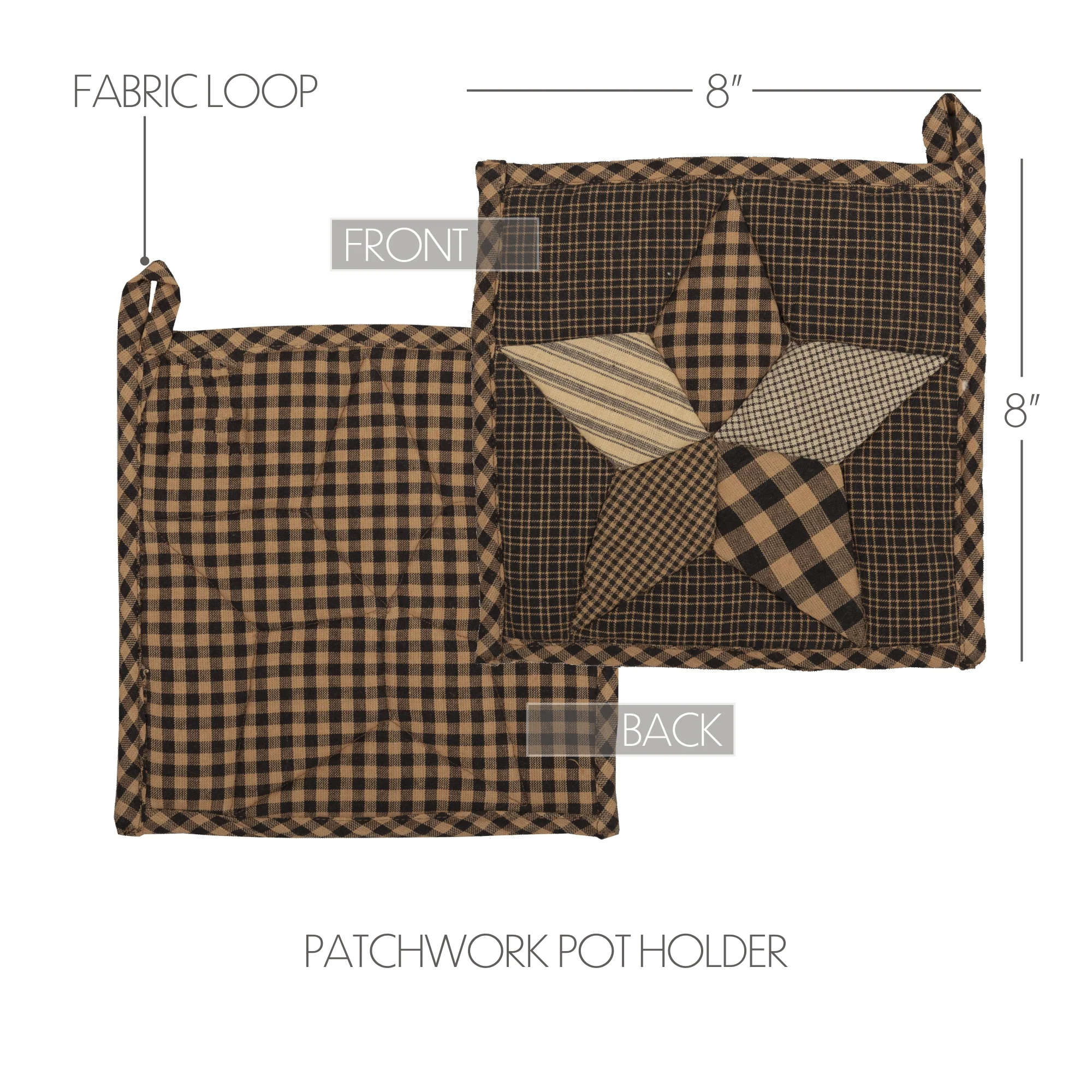 Farmhouse Star Pot Holder 8" Quilt Style - Image 2