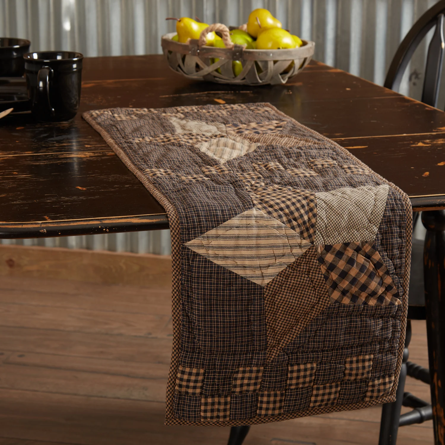 Farmhouse Star Quilted Table Runner 13" x 36"