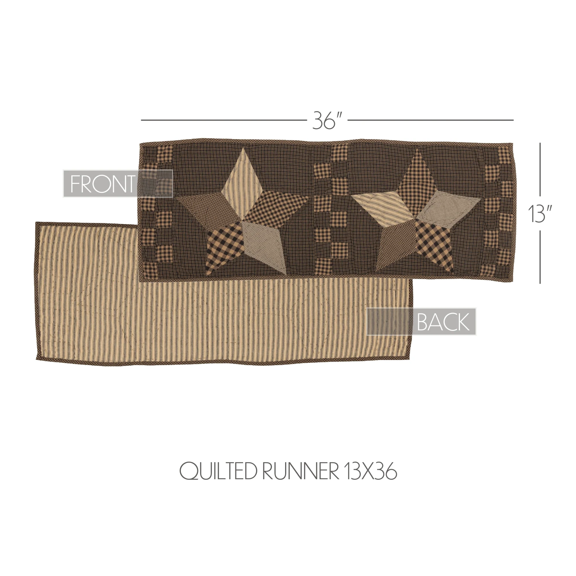 Farmhouse Star Quilted Table Runner 13" x 36" - Image 5