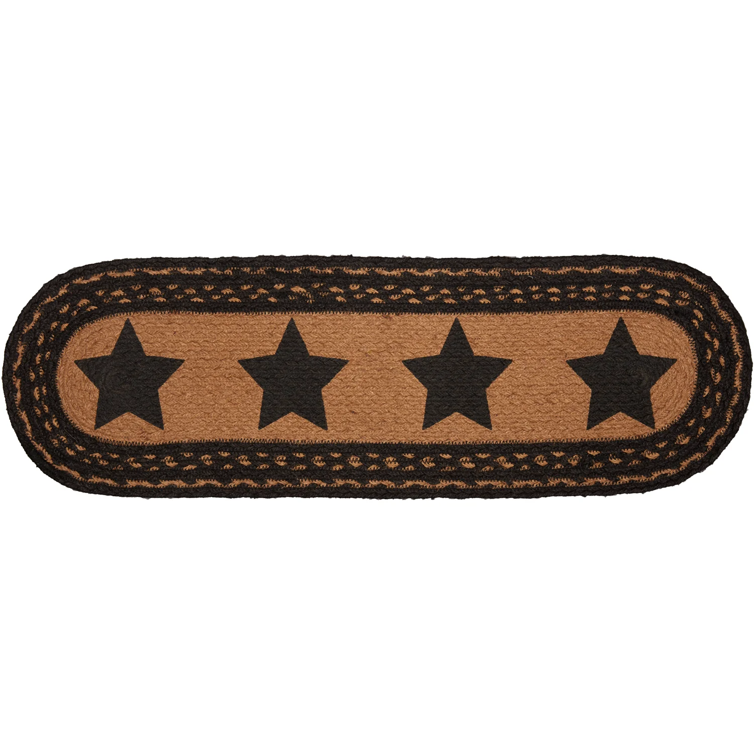 Farmhouse Stencil Stars Jute Oval Stair Tread 8.5" x 27" - Image 3