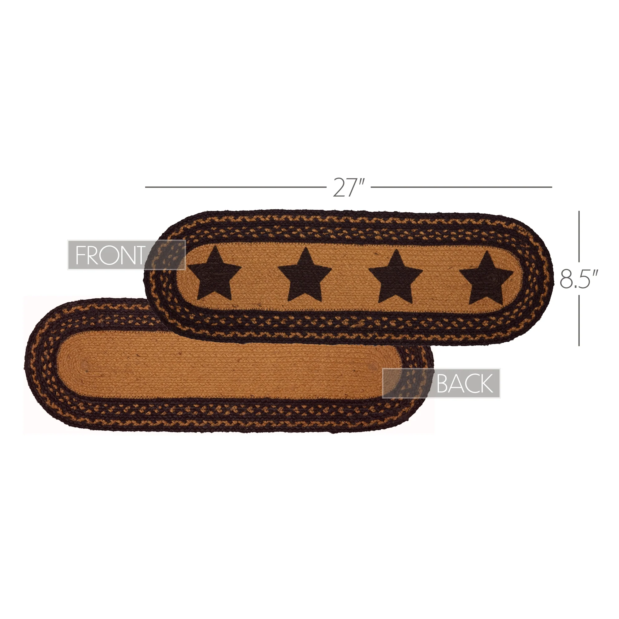 Farmhouse Stencil Stars Jute Oval Stair Tread 8.5" x 27" - Image 7