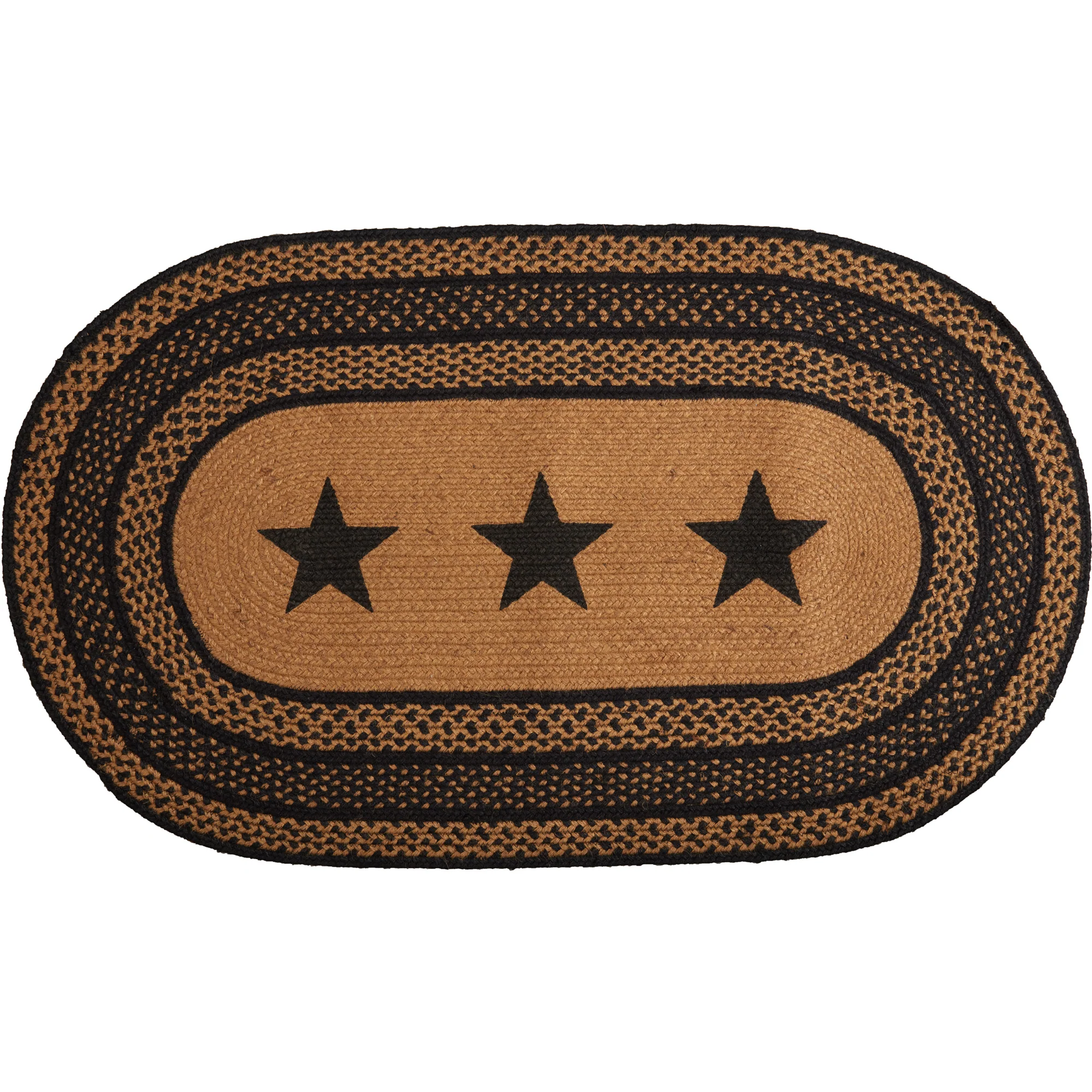 Farmhouse Stencil Stars Oval Jute Rug 24" x 36" - Image 3