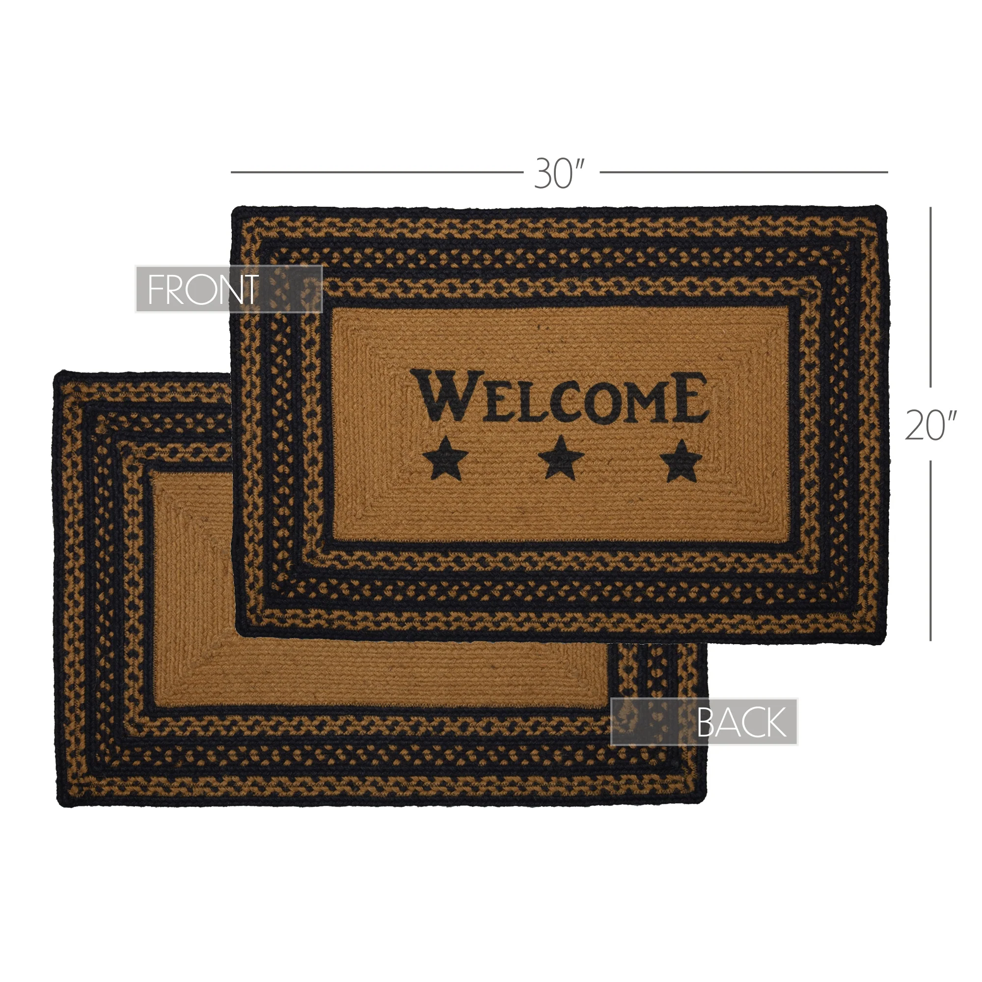 Farmhouse Stencil Stars Welcome Jute Rectangular Rug 20" x 30" - Image 3