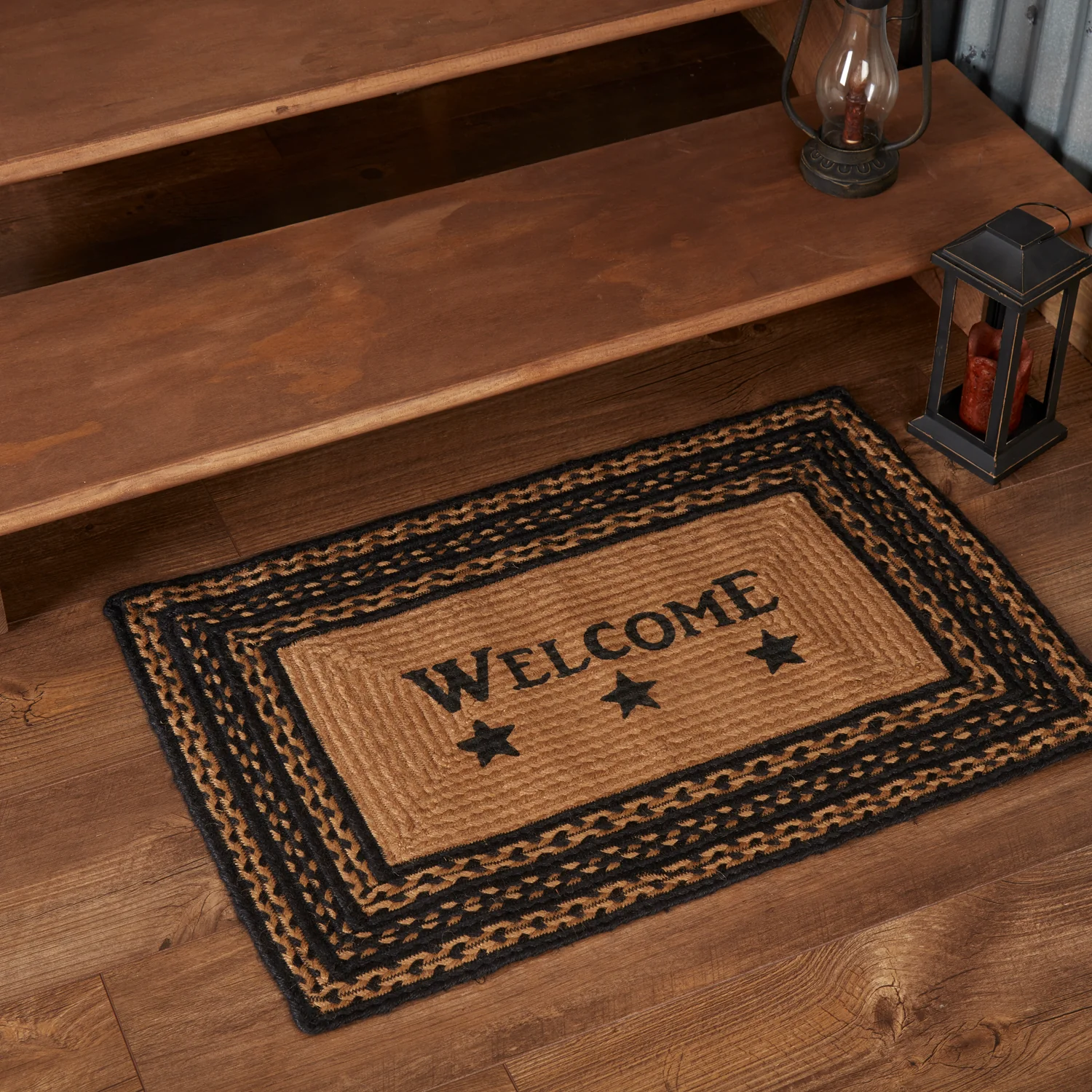 Farmhouse Stencil Stars Welcome Jute Rectangular Rug 20" x 30" - Image 7