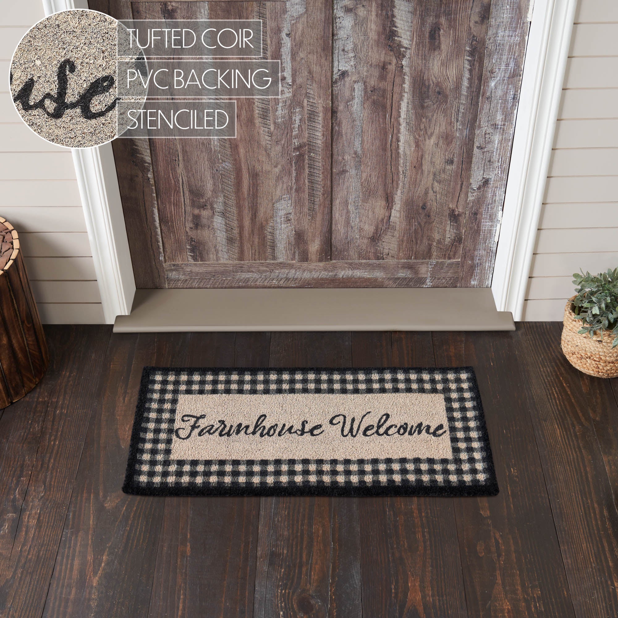 Farmhouse Welcome Coir Rectangular Rug 17" x 36" - Image 2