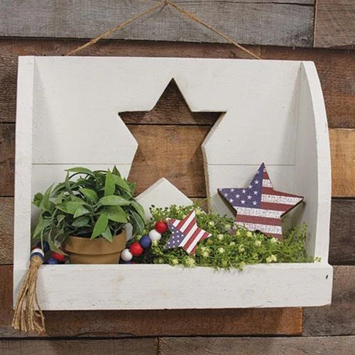 π Farmhouse White Hanging Star Cutout Shelf - Image 2