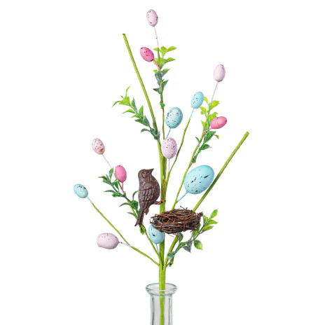 ๐ Farmstead Spring Eggs With Rusty Tin Birds 19" Faux Spray