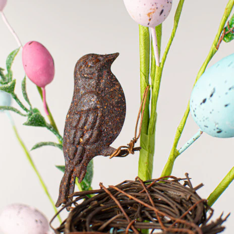 ๐ Farmstead Spring Eggs With Rusty Tin Birds 19" Faux Spray - Image 2