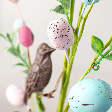 ๐ Farmstead Spring Eggs With Rusty Tin Birds 19" Faux Spray - Image 3