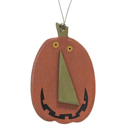 Fat Jack O'Lantern Primitive Wood Ornament