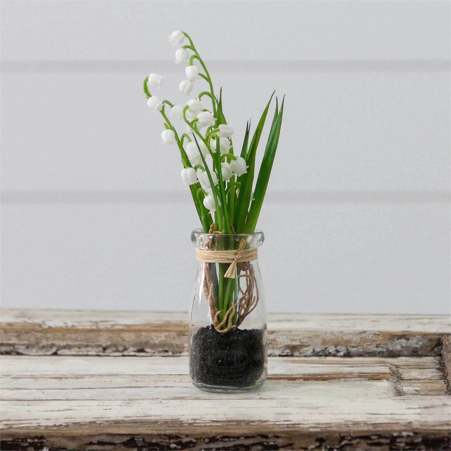 Faux Lily of the Valley in Mini Glass Jar