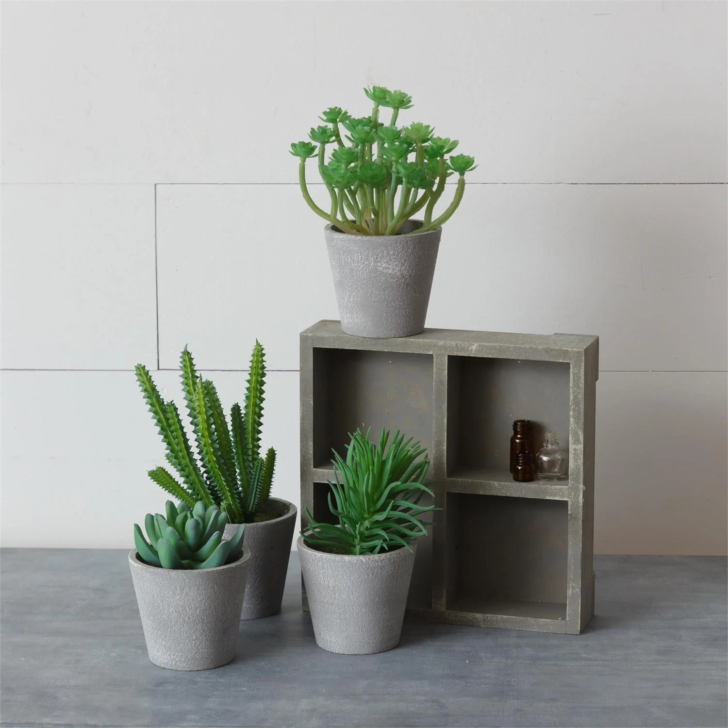 Faux Potted Succulents in Rustic Crate - Image 2