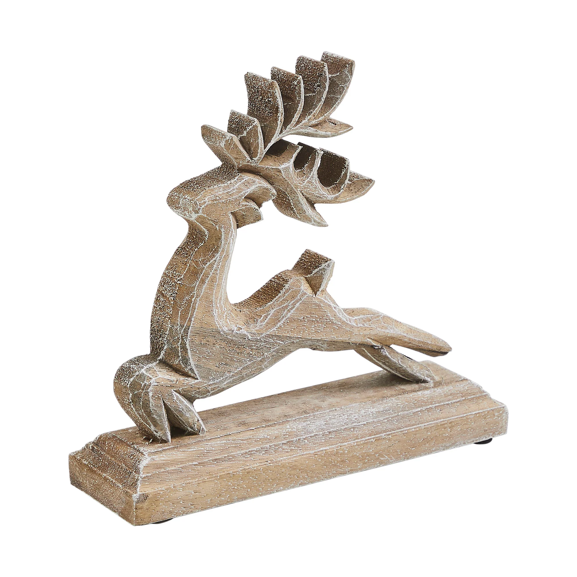Feathered Finish Wooden Reindeer Figure - Image 2