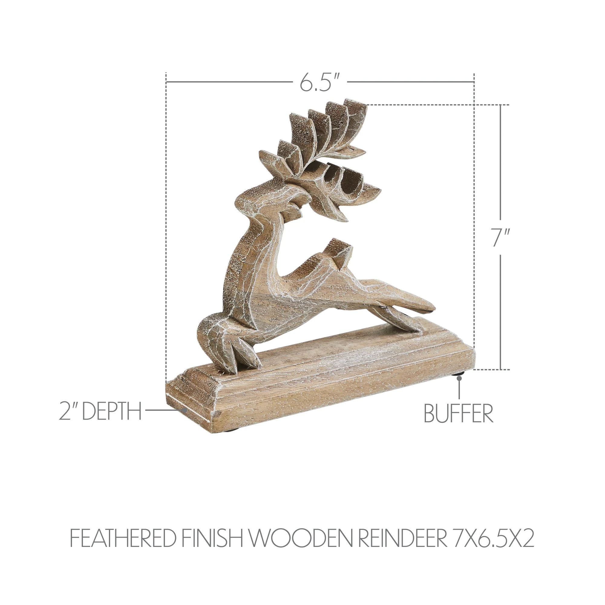 Feathered Finish Wooden Reindeer Figure - Image 3