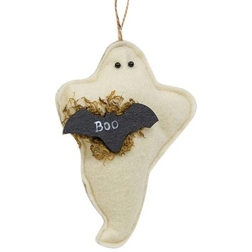 💙 Felt Boo Ghost with Bat Ornament