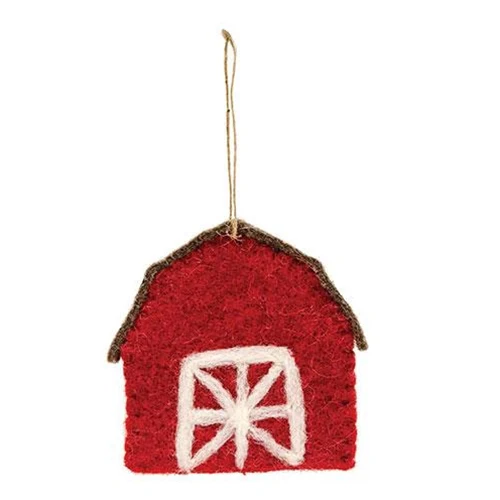 💙 Felted Red Barn Ornament