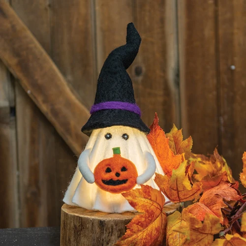Felted Witch Ghost with LED Light 11" H - Image 2