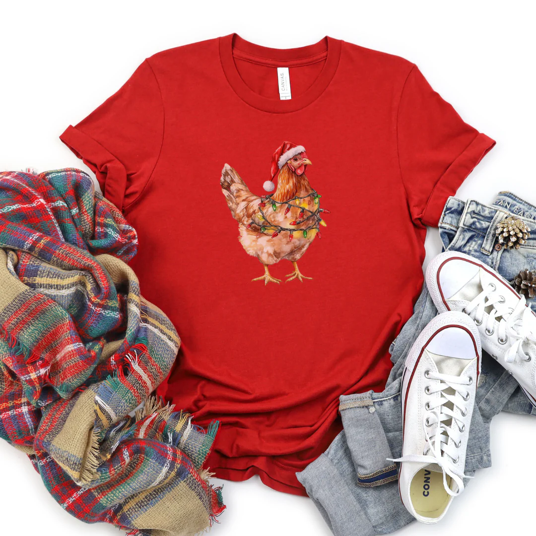 Festive Christmas Chicken Cozy T-Shirt - Image 2