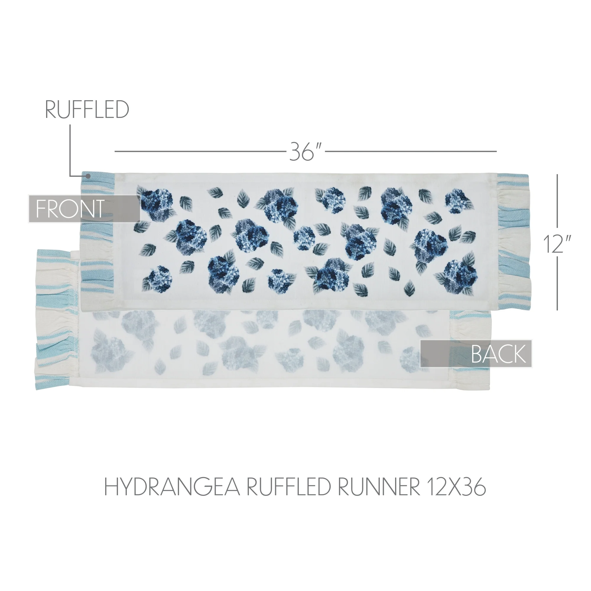 Finders Keepers Hydrangea Ruffled 36" Table Runner - Image 4