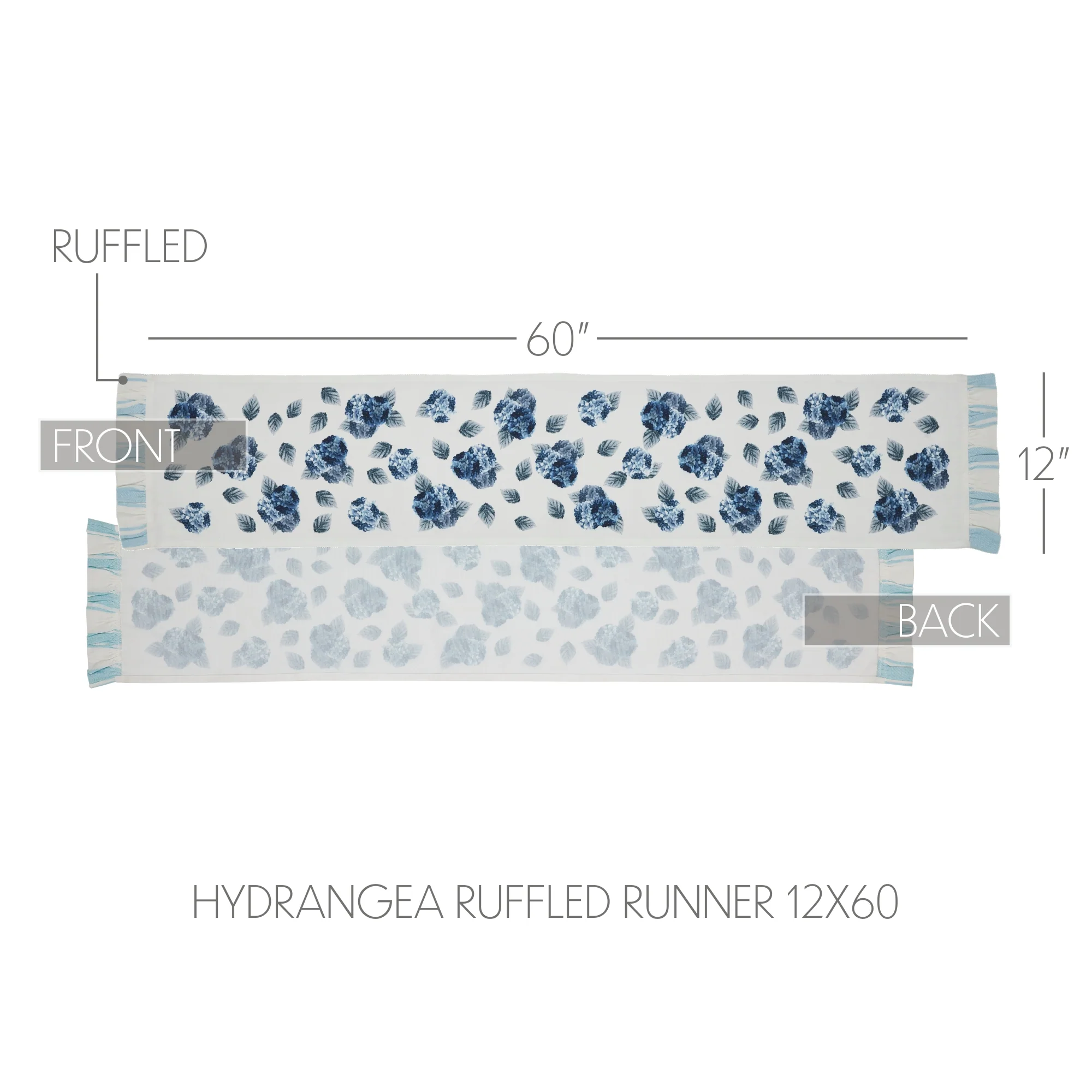 Finders Keepers Hydrangea Ruffled 60" Table Runner - Image 3