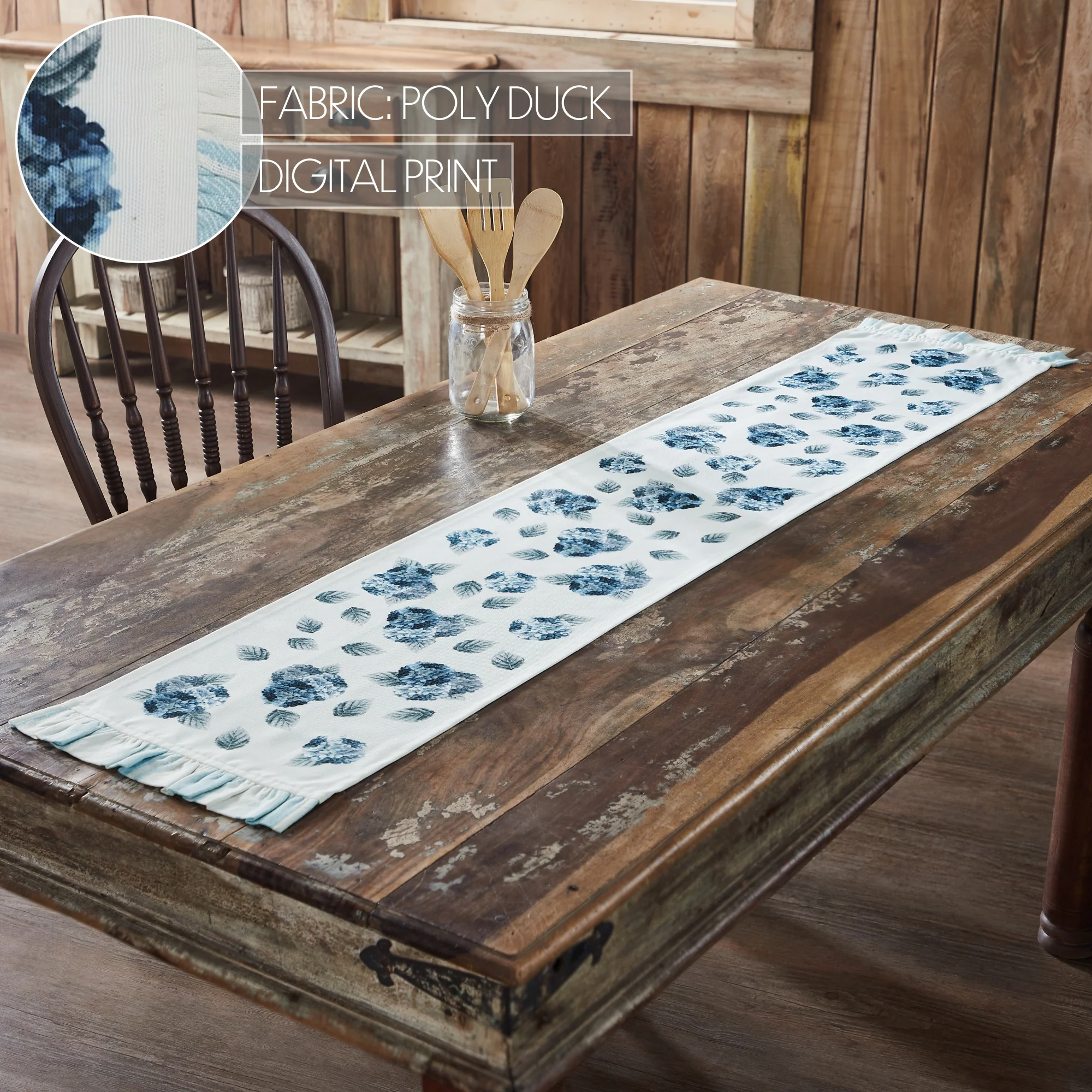 Finders Keepers Hydrangea Ruffled 60" Table Runner - Image 5