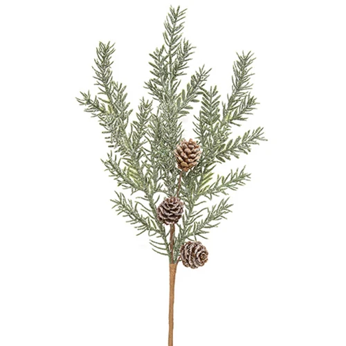 First Frost Pine with Cones 14" Faux Evergreen Spray