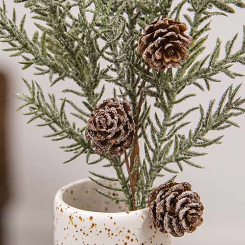 First Frost Pine with Cones 14" Faux Evergreen Spray - Image 3