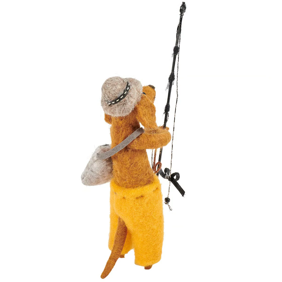 ๐ Fishing Dog with Pole Felt Critter Figure - Image 2