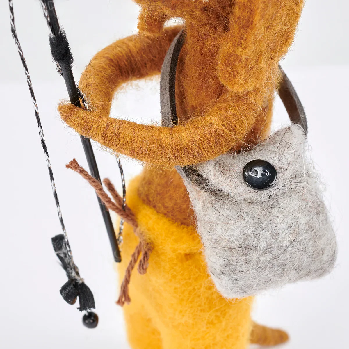 ๐ Fishing Dog with Pole Felt Critter Figure - Image 3