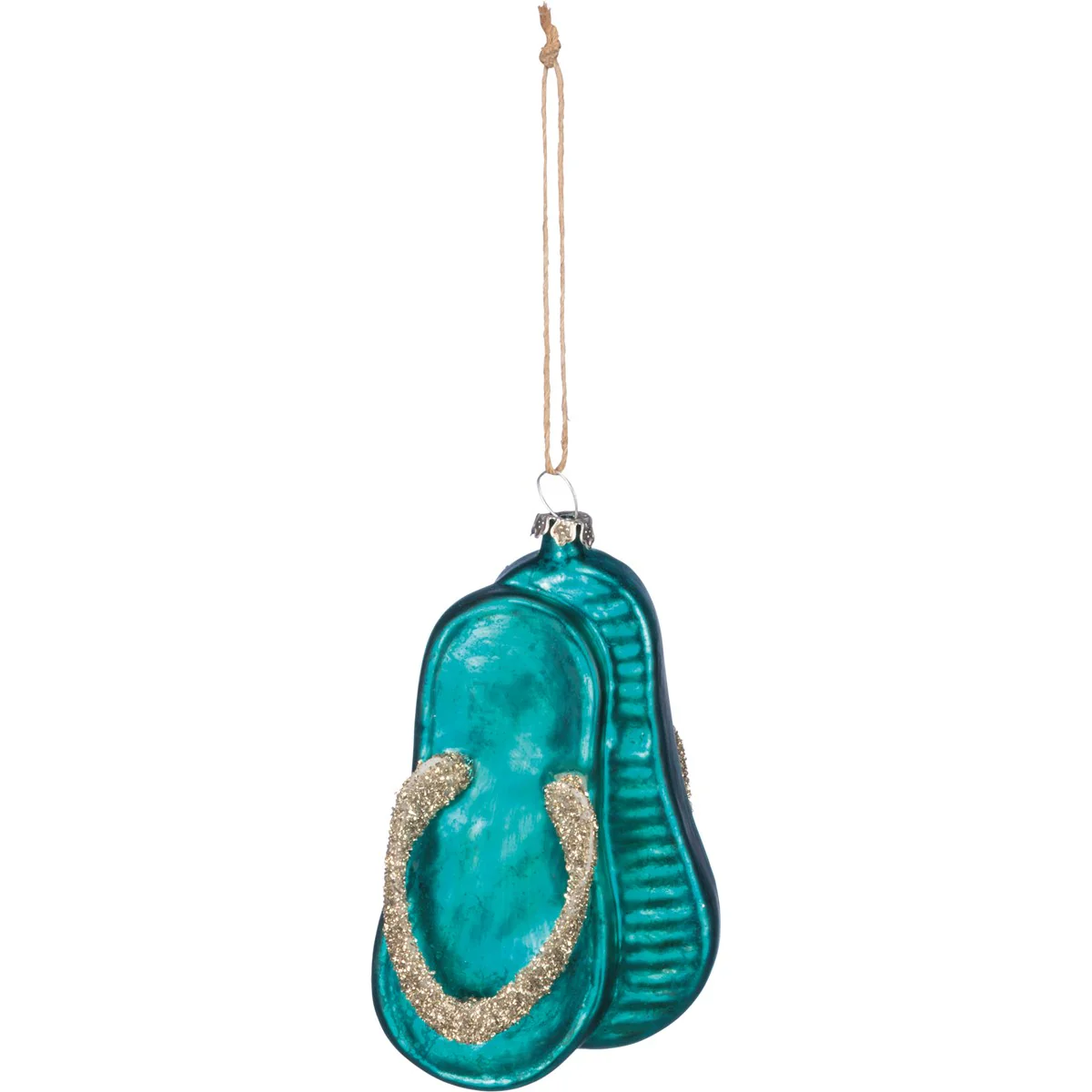 Flip Flops with Glitter Glass Ornament
