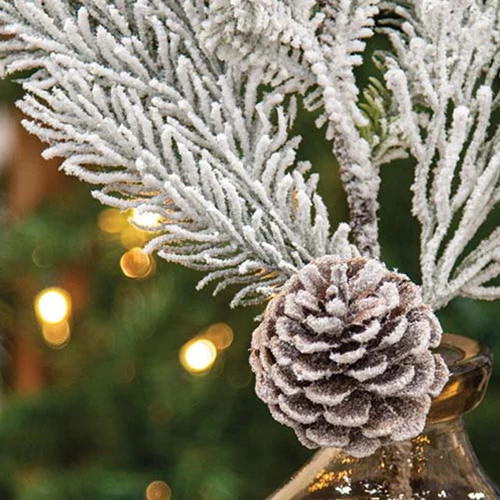Flocked Woodland Pine 20.5" Faux Evergreen Spray - Image 3