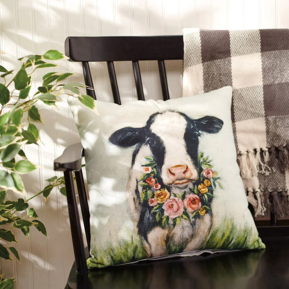 Surprise Me Sale 🤭 Floral Calf 16" Cow Buffalo Plaid Throw Pillow