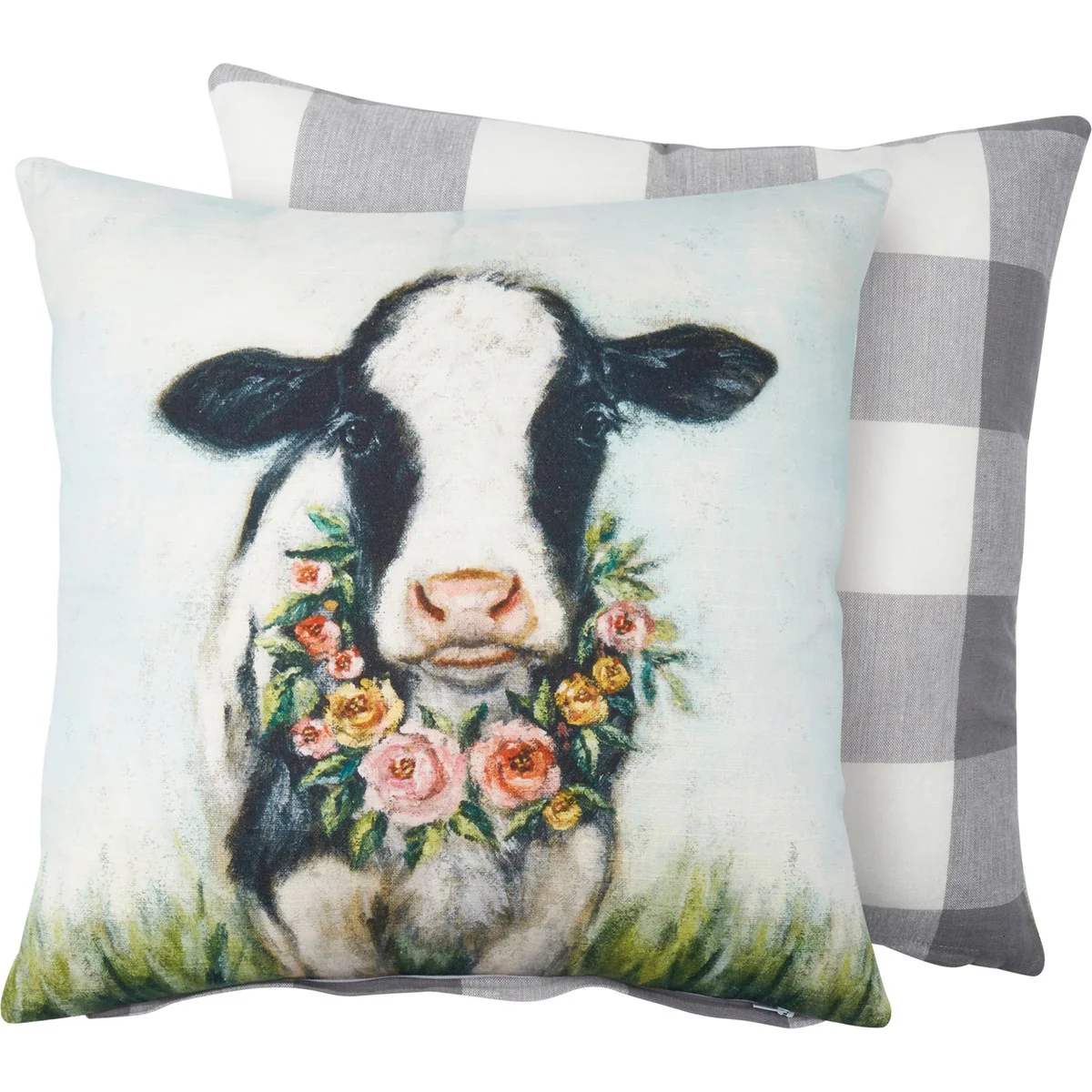 Surprise Me Sale 🤭 Floral Calf 16" Cow Buffalo Plaid Throw Pillow - Image 2