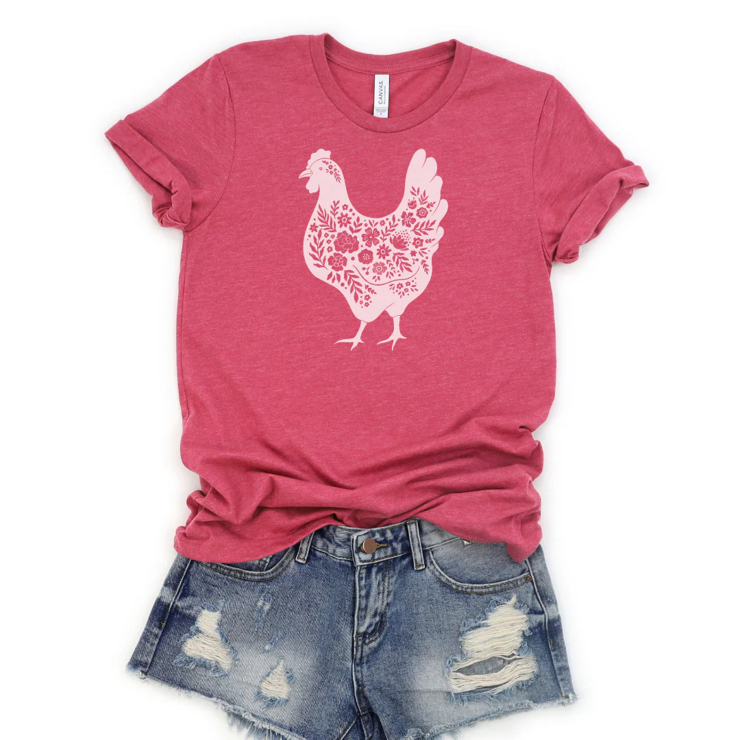 š„ Floral Chicken Cozy T-Shirt - Image 2