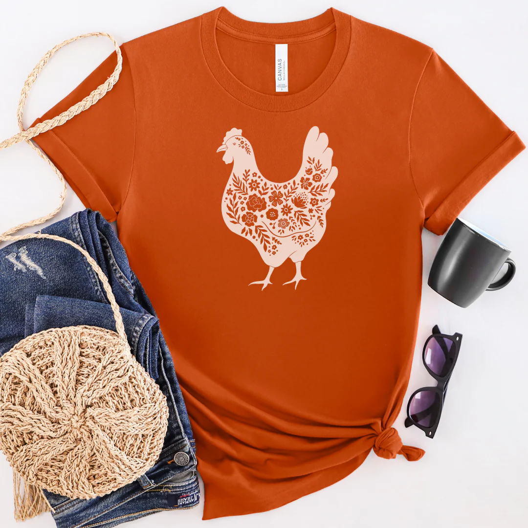 š„ Floral Chicken Cozy T-Shirt - Image 3