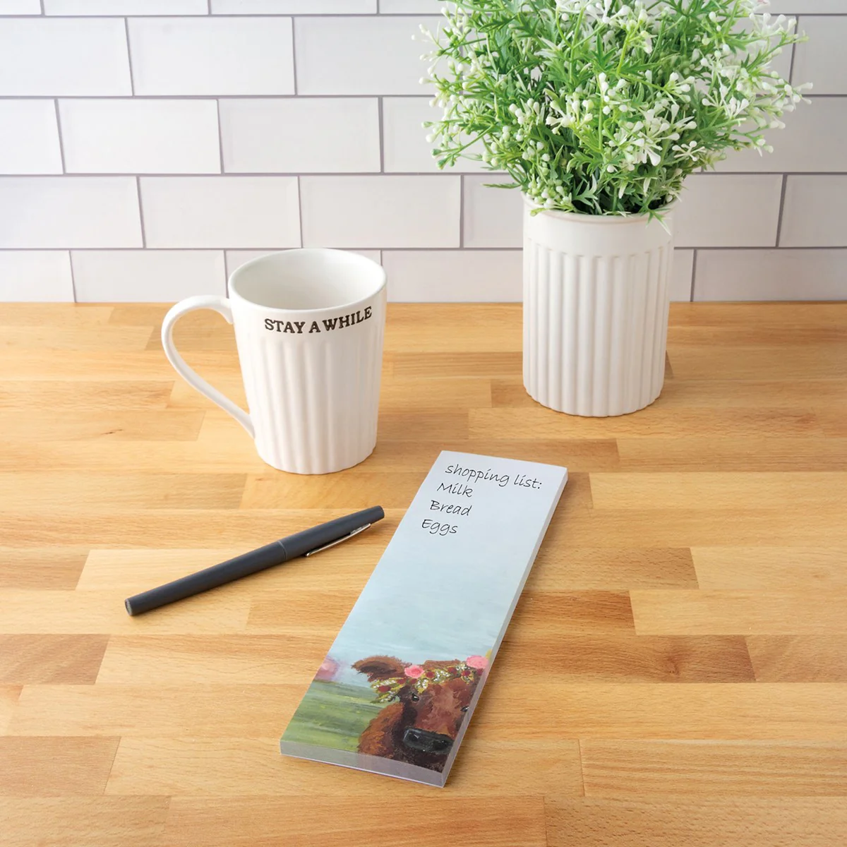 Floral Cow List Pad With Magnet - Image 2
