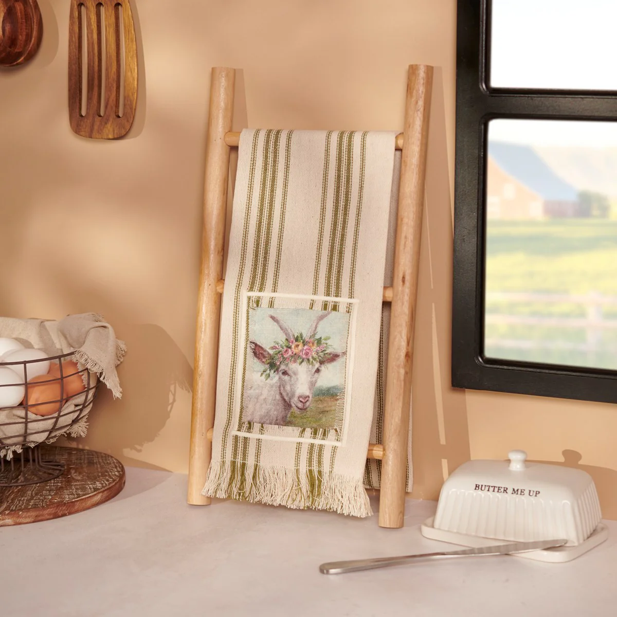 ๐ Floral Crown Goat Kitchen Towel - Image 2