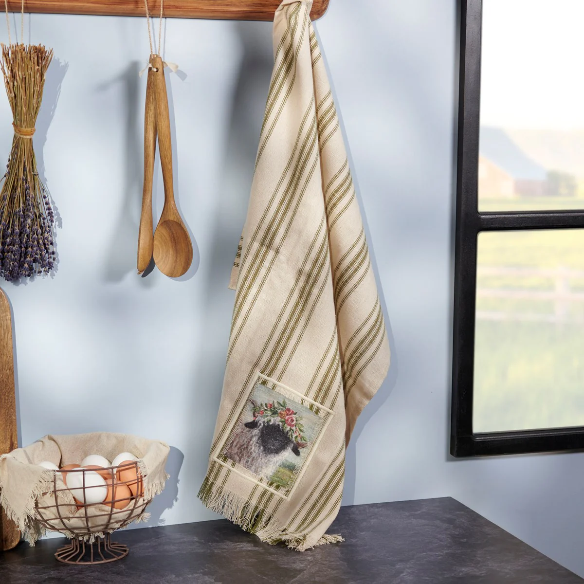 ๐ Floral Crown Sheep Kitchen Towel - Image 2