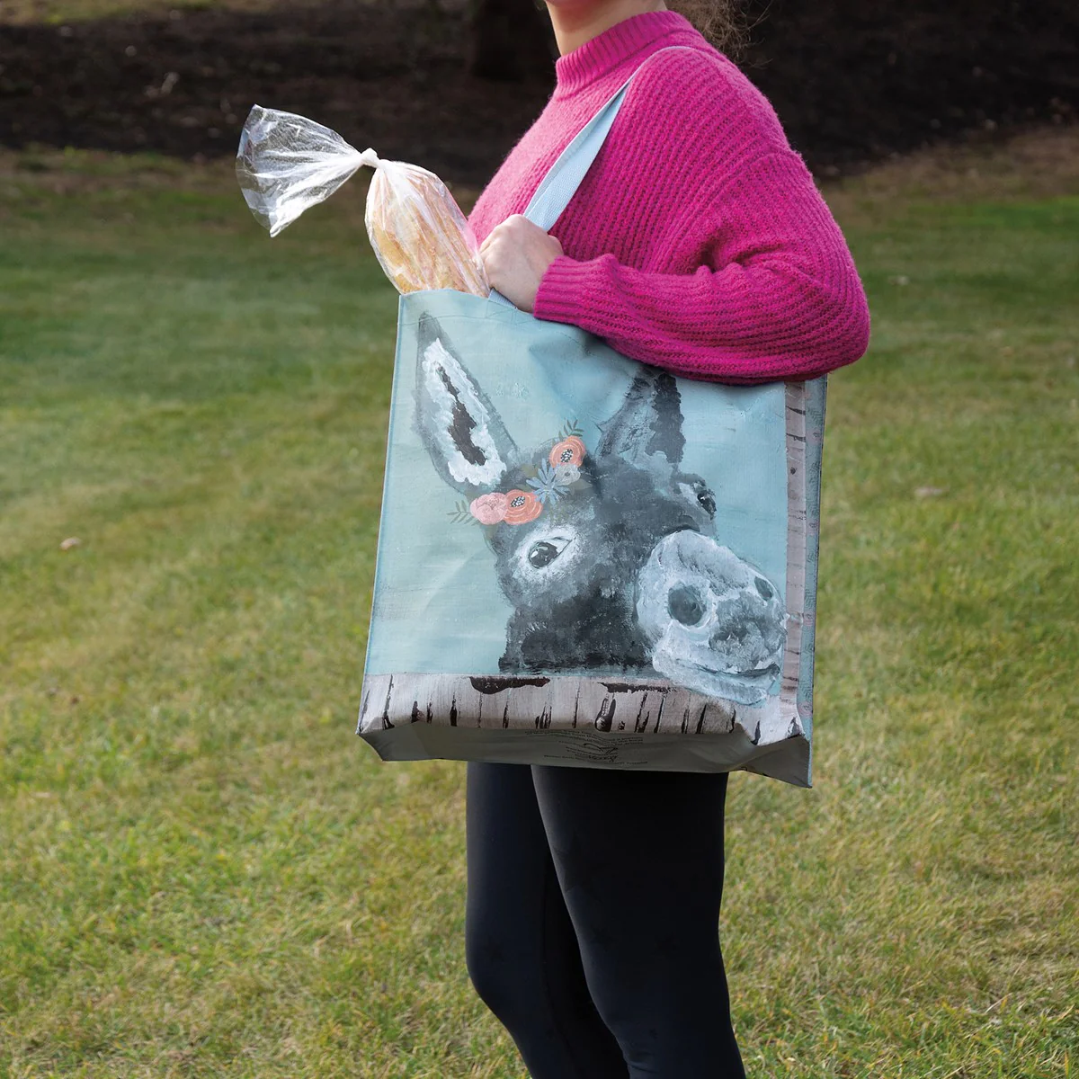 Floral Donkey Market Tote Reusable Shopping Bag