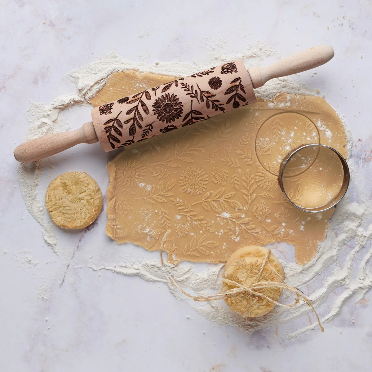 Floral Embossed Rolling Pin - Image 2