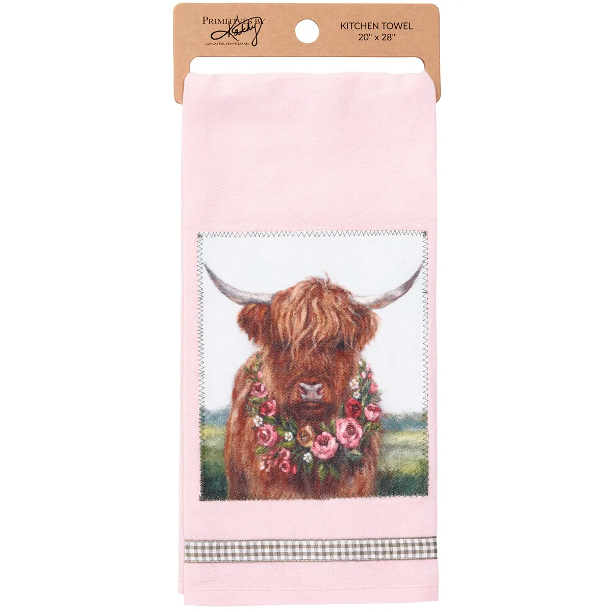 Floral Highland Cow Kitchen Towel