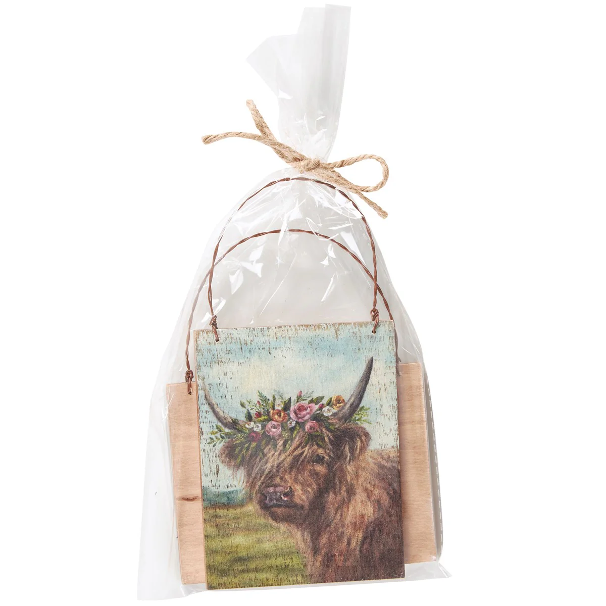 💙 Floral Highland Cows Ornament Set of 2 - Image 4